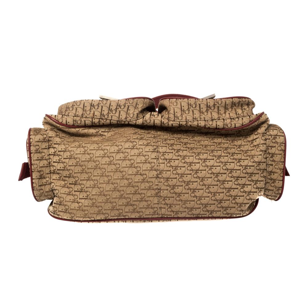 Women's Dior Beige/Red Diorissimo Canvas Multi Pocket Shoulder Bag