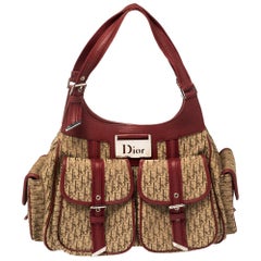 Dior Beige/Rot Diorissimo Canvas Umhängetasche mit mehreren Taschen