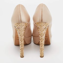 Dior Beige Satin Peep Toe Pumps Taglia 37
