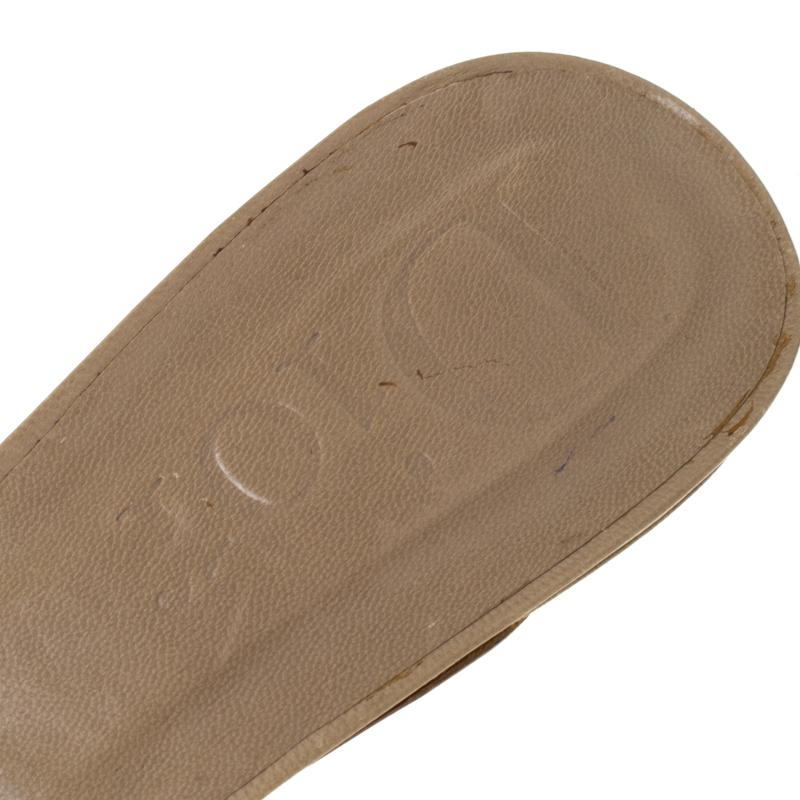 Dior Beige Studded Suede Bow Detail Open Toe Slides Taglia 40 1