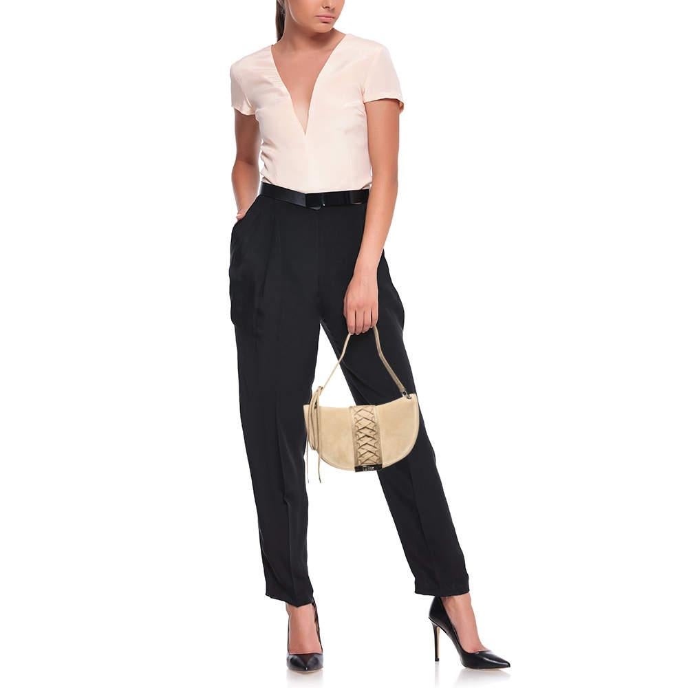 Dior Beige Suede and Leather Admit It Shoulder Bag In Good Condition In Dubai, Al Qouz 2