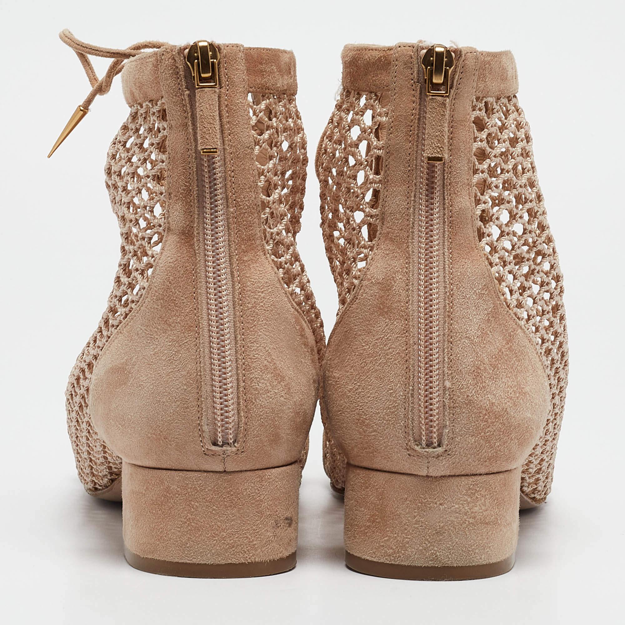 Dior Beige Suede and Mesh Naughtily-D Ankle Boots Size 42 1