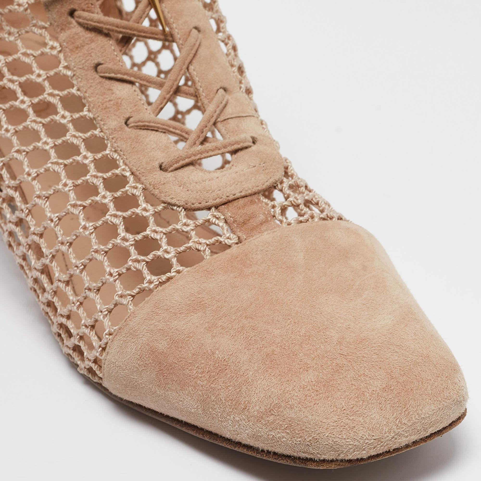 Dior Beige Suede and Mesh Naughtily-D Ankle Boots Size 42 3