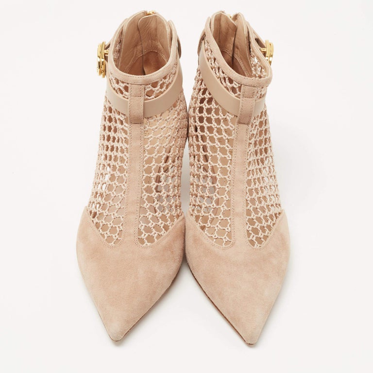 Dior Beige Suede and Mesh Naughtily D Booties Size 39 Dior