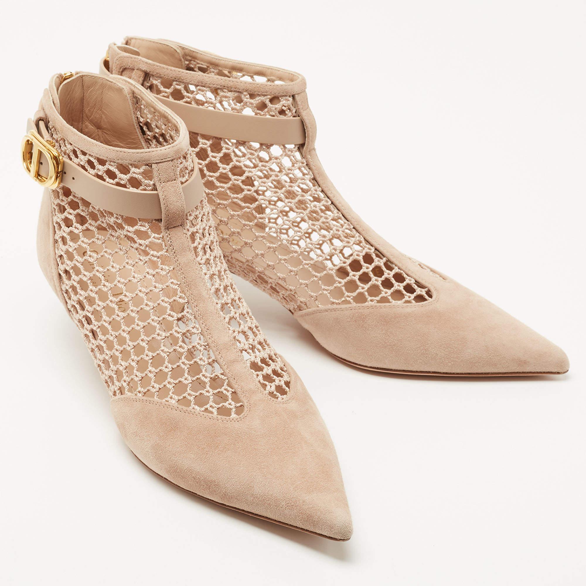 Dior Beige Suede and Mesh Naughtily D Booties Size 39 1