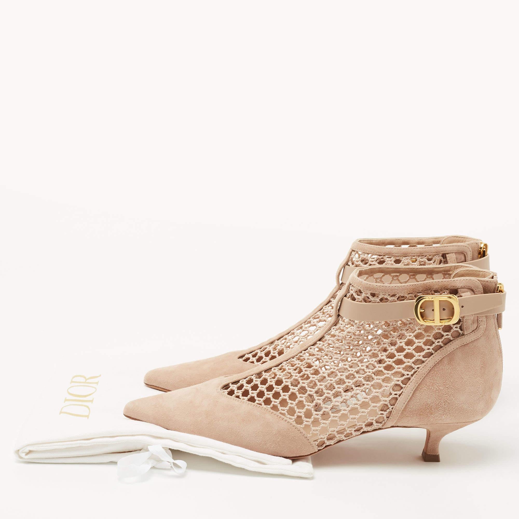 Dior Beige Suede and Mesh Naughtily D Booties Size 39 2