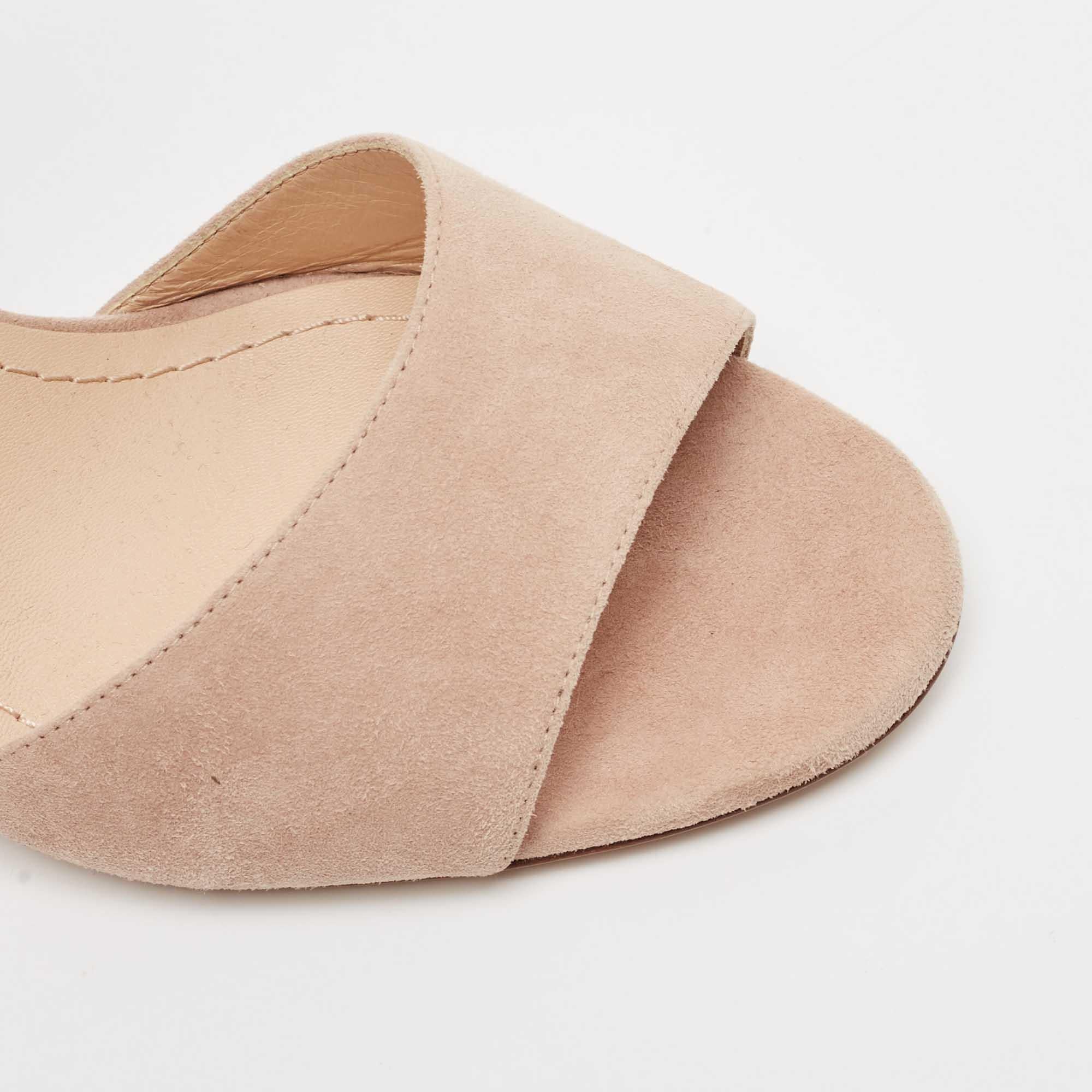 Dior Beige Suede La Belle Open Toe Ankle Wrap Sandals Size 40.5 For Sale 2