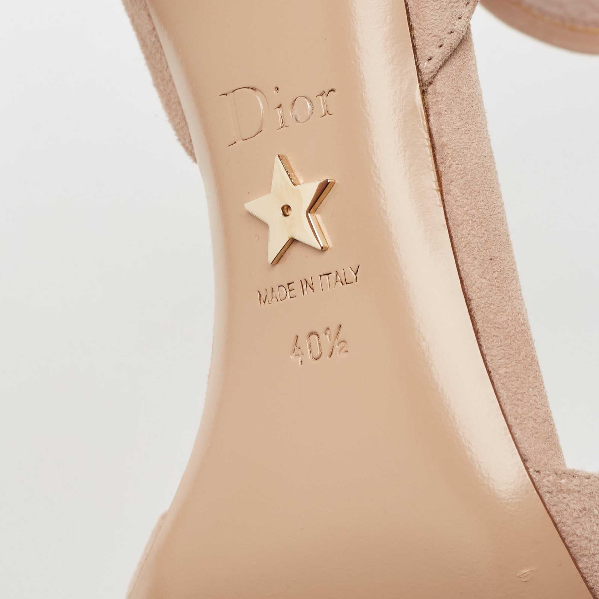 Dior Beige Suede La Belle Open Toe Ankle Wrap Sandals Size 40.5 For Sale 3
