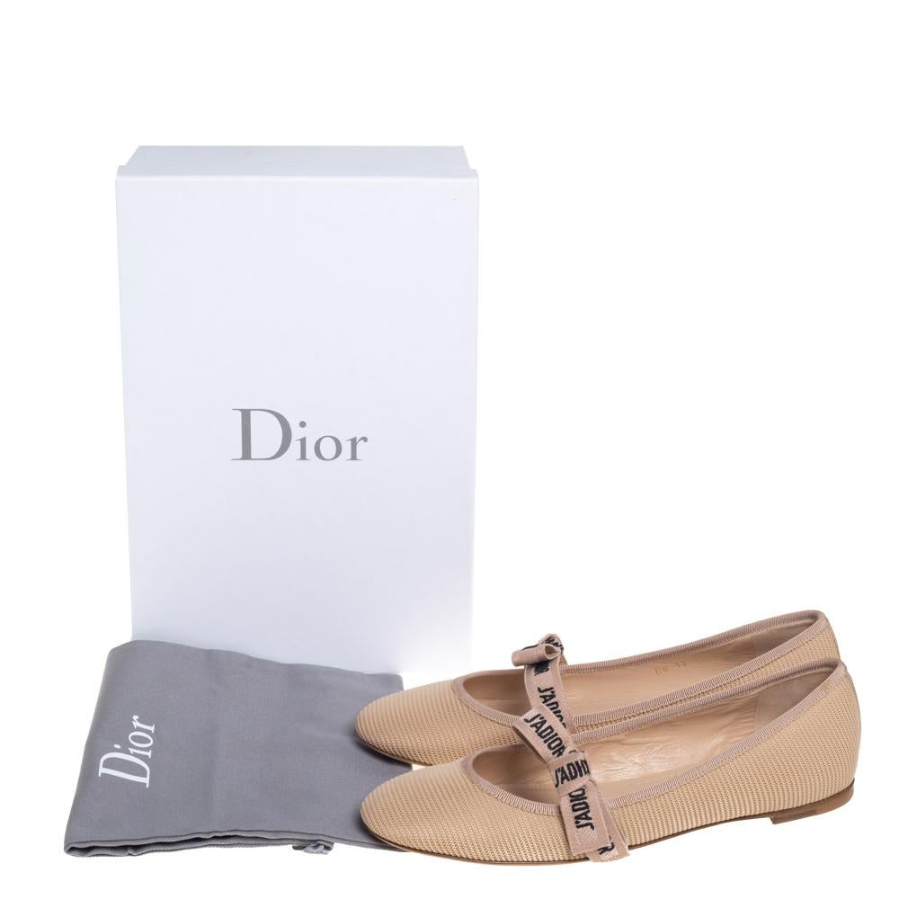Dior Beige Technical Fabric Miss J' Adior Ballerina Flats Size 40 2