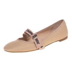 Dior Beige Technical Fabric Miss J' Adior Ballerina Flats Size 40