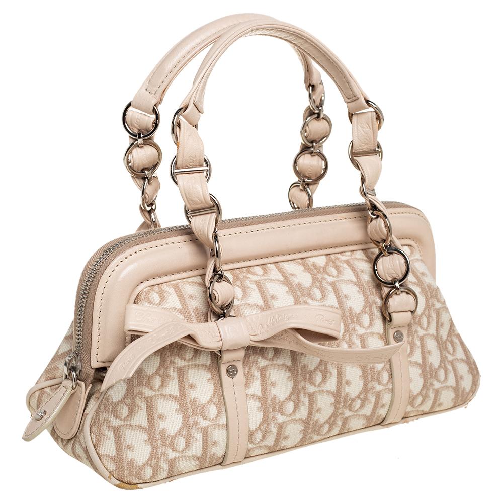 Donna Dior Beige/Bianco in Tela Coates Diorissimo Romantique Trotter Satchel
