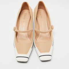 Dior Beige/White Technical Fabric and Rubber D-Motion Pumps Size 38