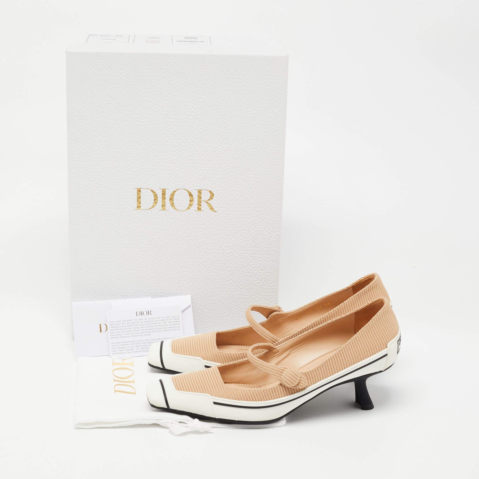 Dior Beige/White Technical Fabric and Rubber D-Motion Pumps Size 38 2