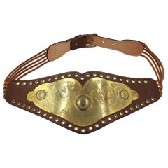 Dior belt in brown leather with a metal plate – size M