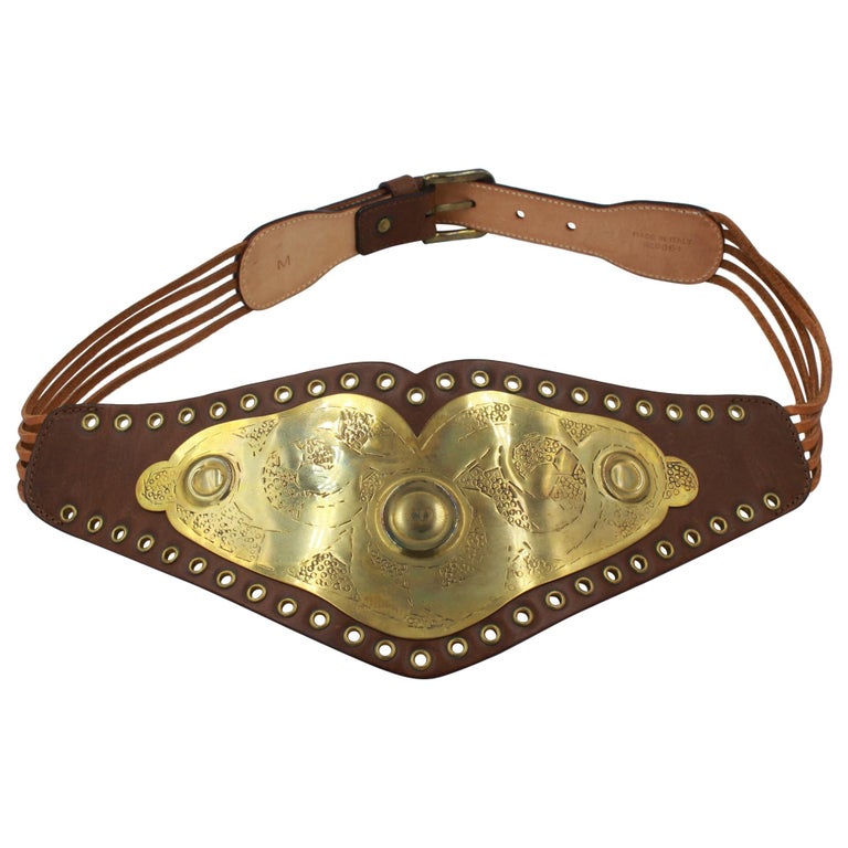 Dior belt in brown leather with a metal plate – size M For Sale at 1stDibs