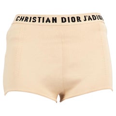 Dior Biege J'adior Embroidered Logo Shorts Size S