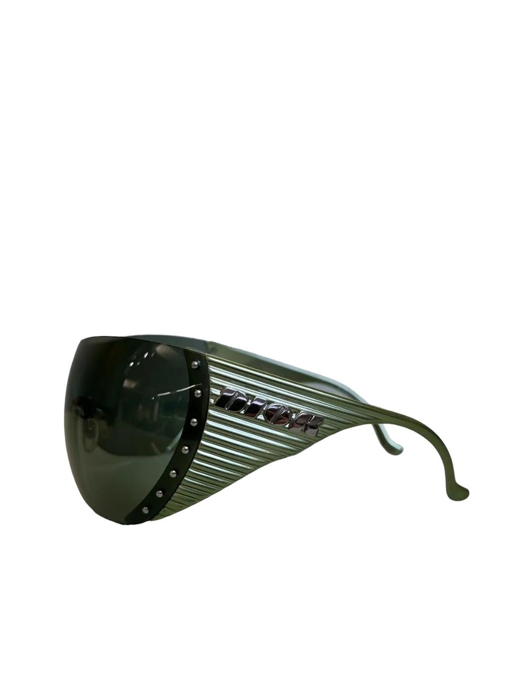Women's or Men's Dior Bike 1 Green Oversized Mask Sunglasses For Sale