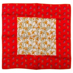 Dior Birds & Flowers Red Small Scarf