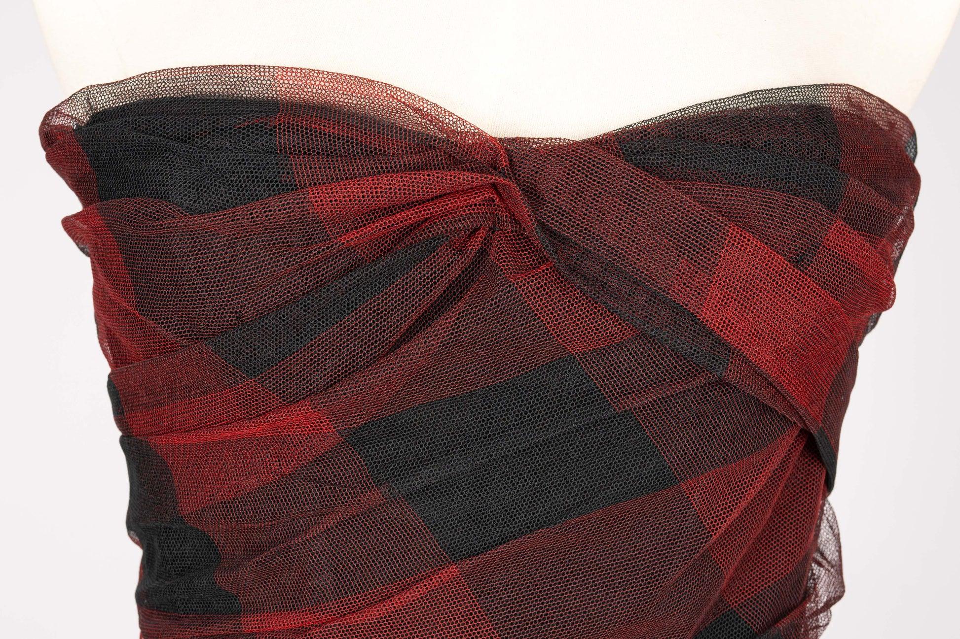 Dior Black and Red Tulle Bustier Dress 2019 7