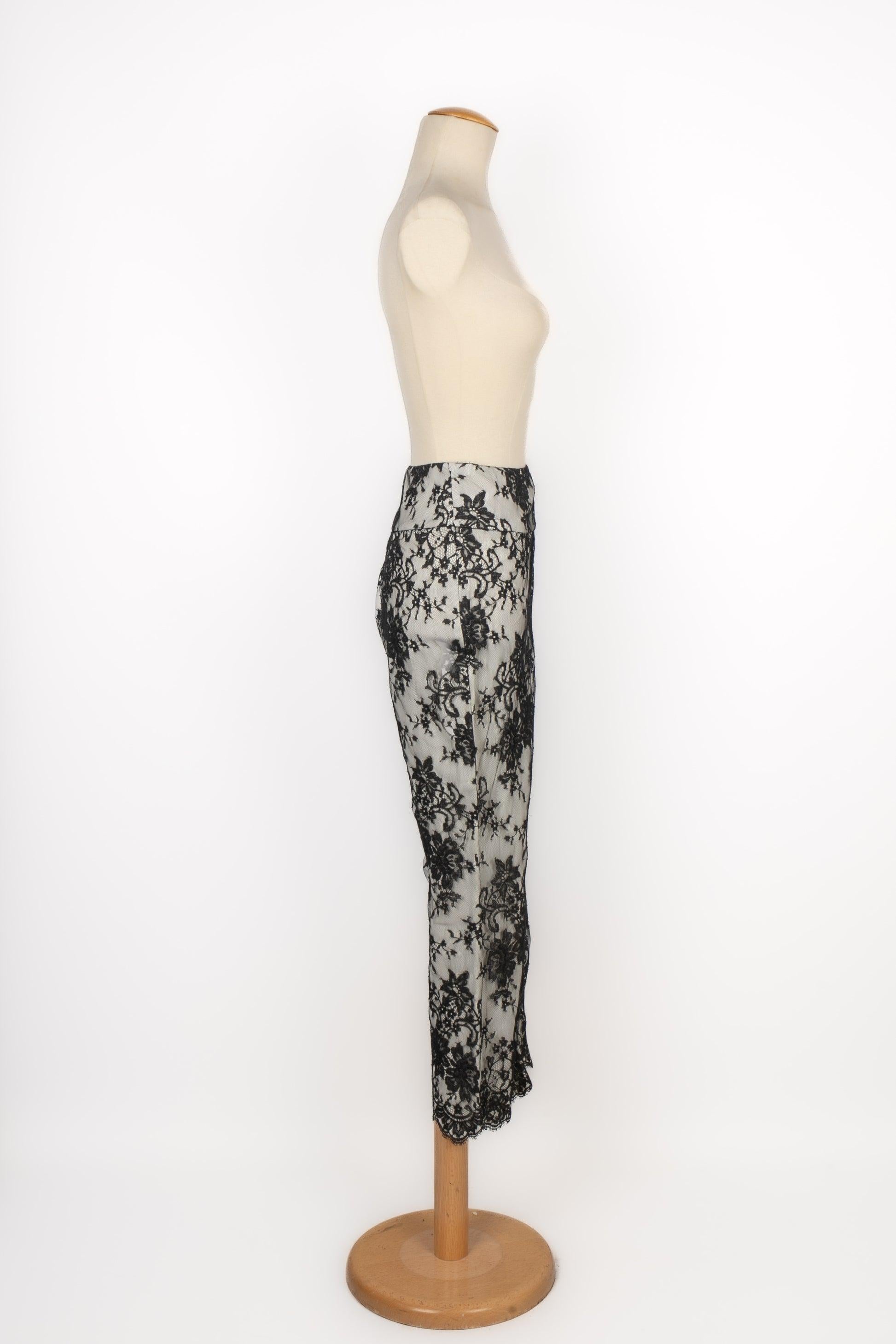 Dior Black and White Lace Pants, 2005 In Excellent Condition For Sale In SAINT-OUEN-SUR-SEINE, FR