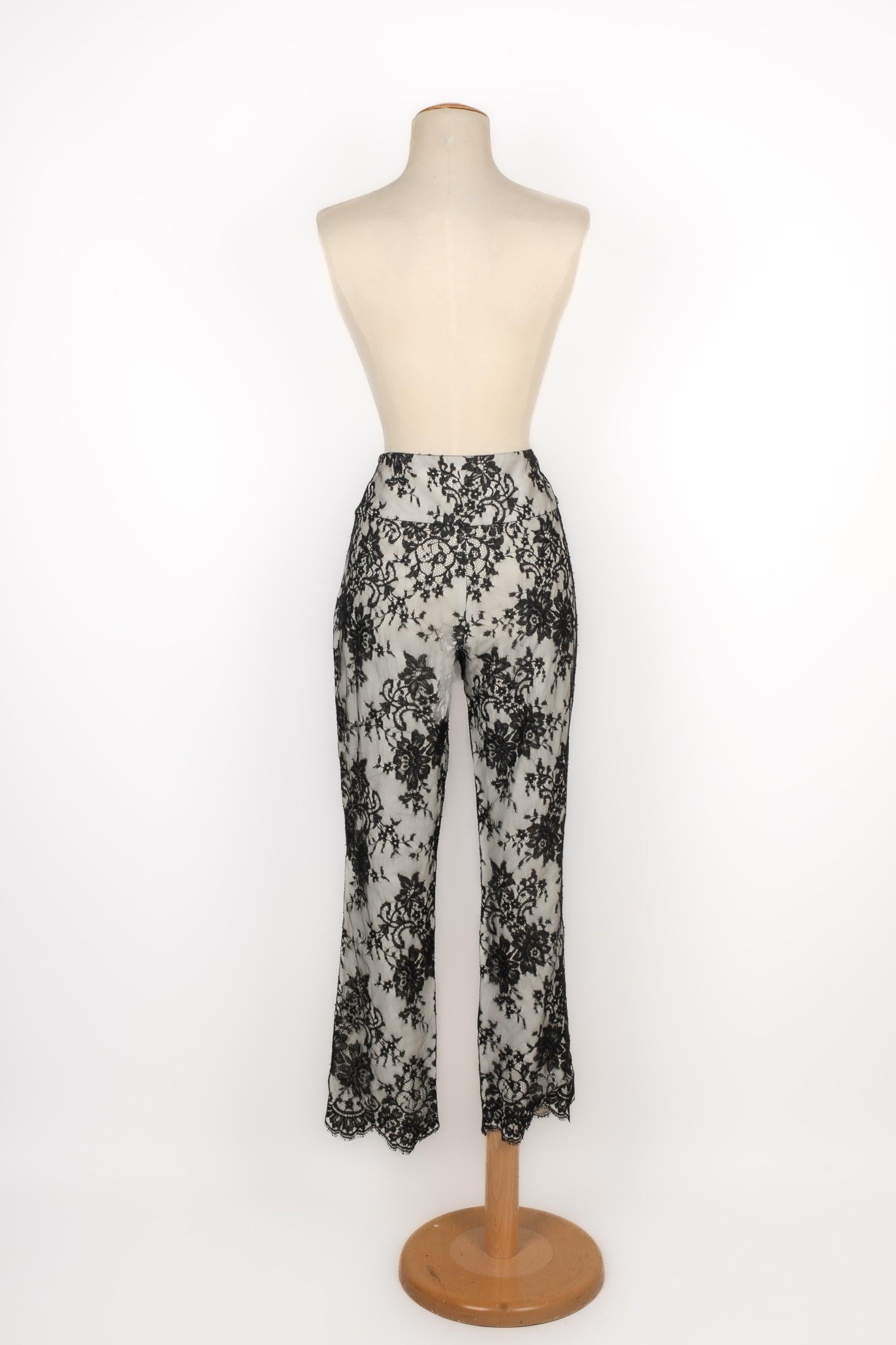 Women's Dior Black and White Lace Pants, 2005 For Sale