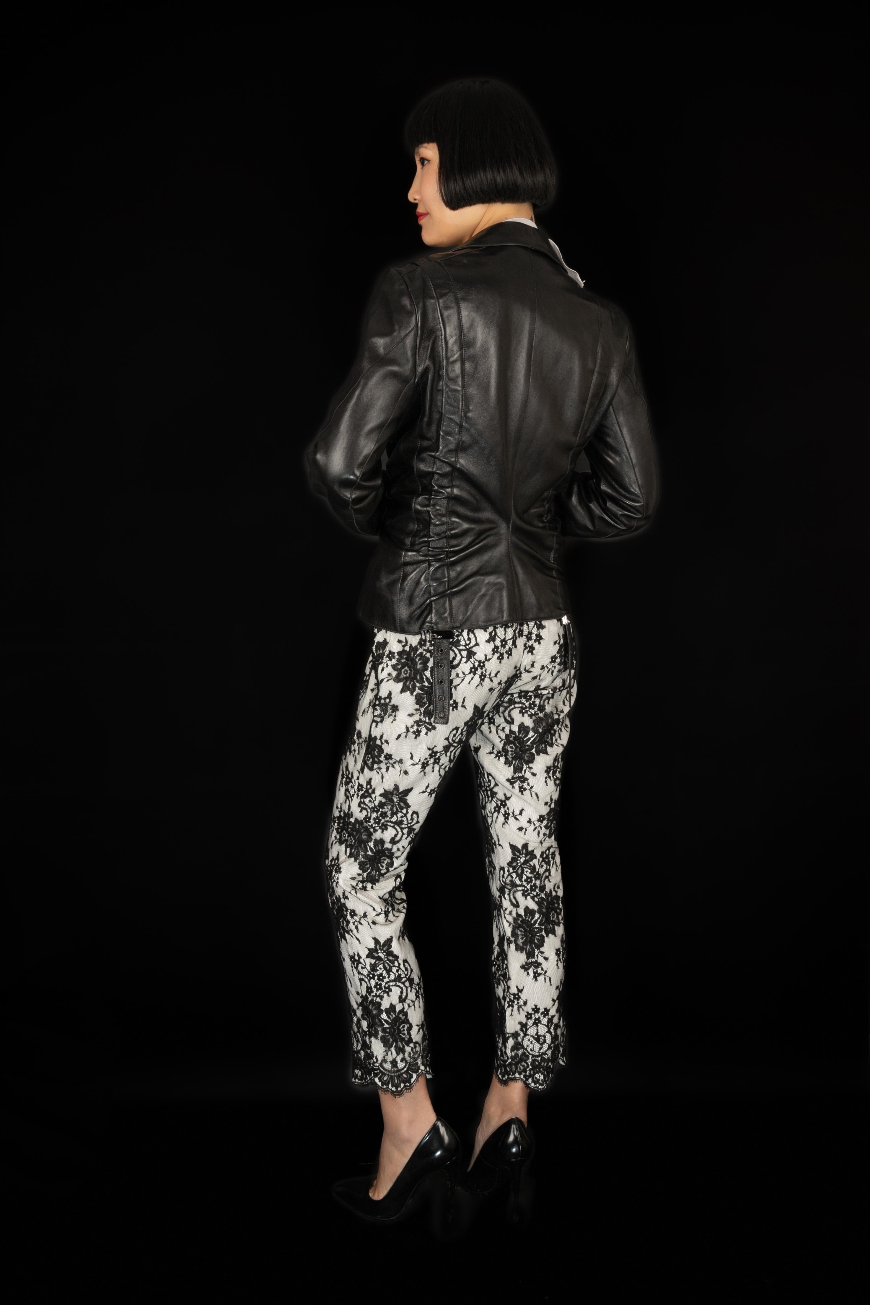 Gray Dior Black and White Lace Pants, 2005 For Sale