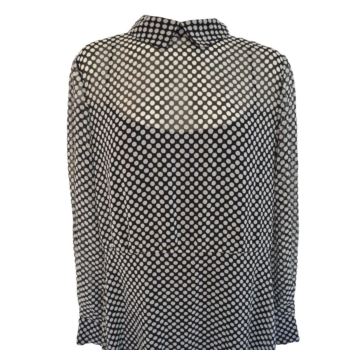 Dior Schwarzes und weißes gepunktetes Maxi-Seidenkleid aus Seide FR42 US10 im Angebot 2