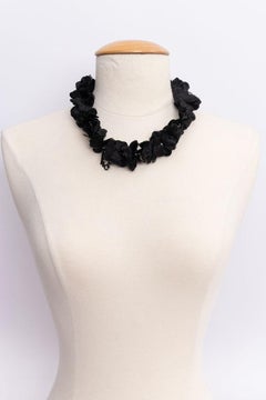 Dior Black Beads and Flowers Necklace
