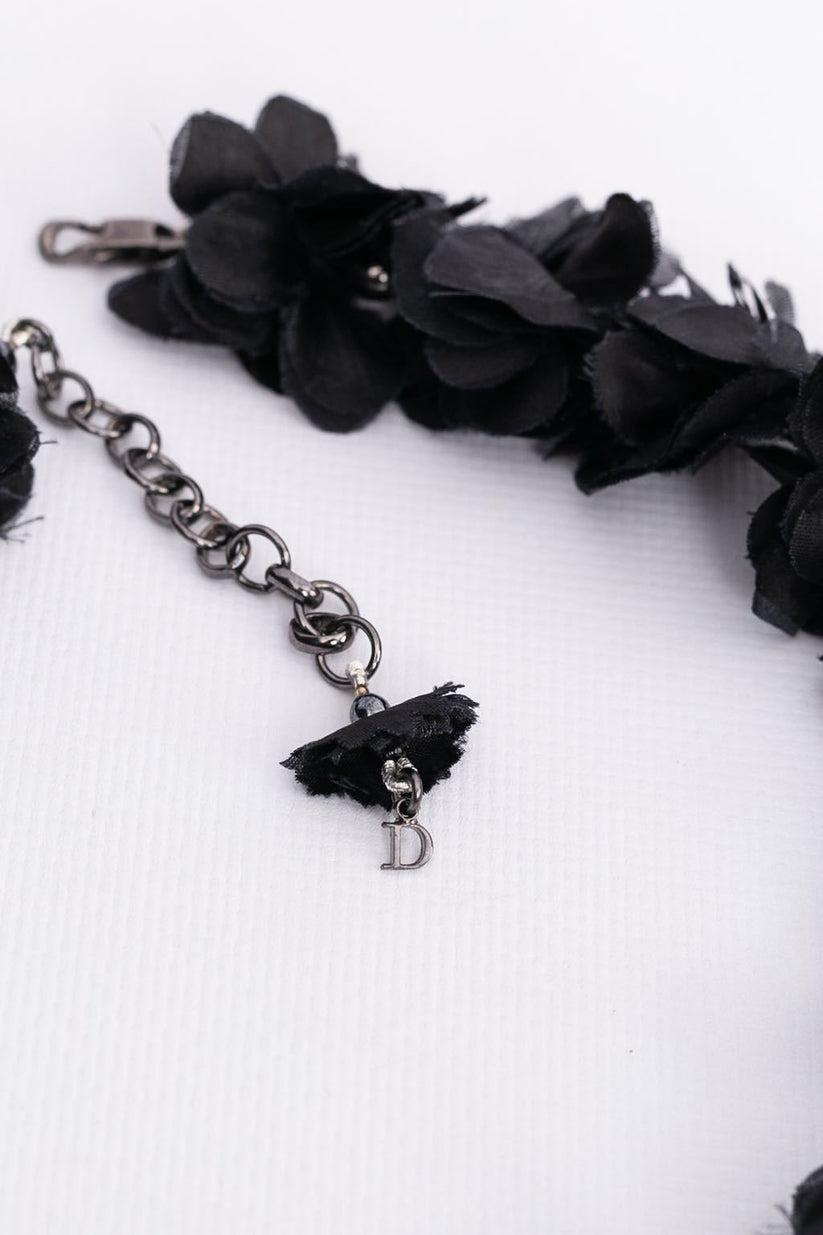 Women's Dior Black Beads and Flowers Necklace For Sale