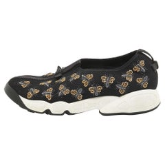 Dior Black Bee Embellished Mesh Fusion Sneakers Size 38.5