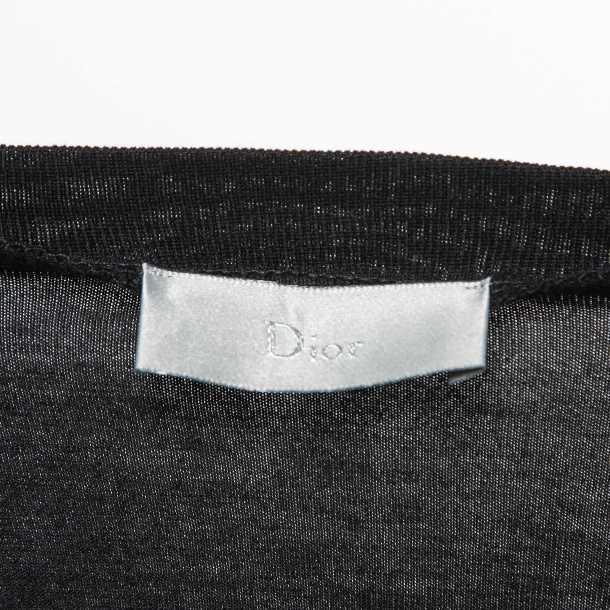 Dior Black Bee Embroidered Cotton Half Sleeve T-Shirt 3XL In Good Condition In Dubai, Al Qouz 2