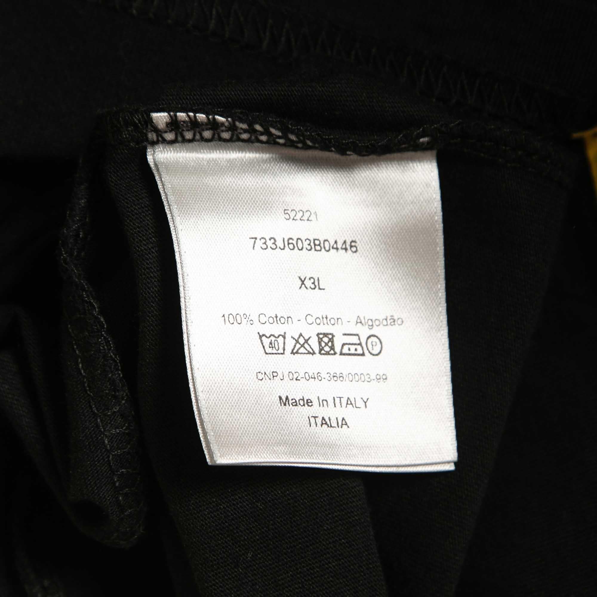 Dior Black Bee Embroidered Cotton Half Sleeve T-Shirt 3XL 1