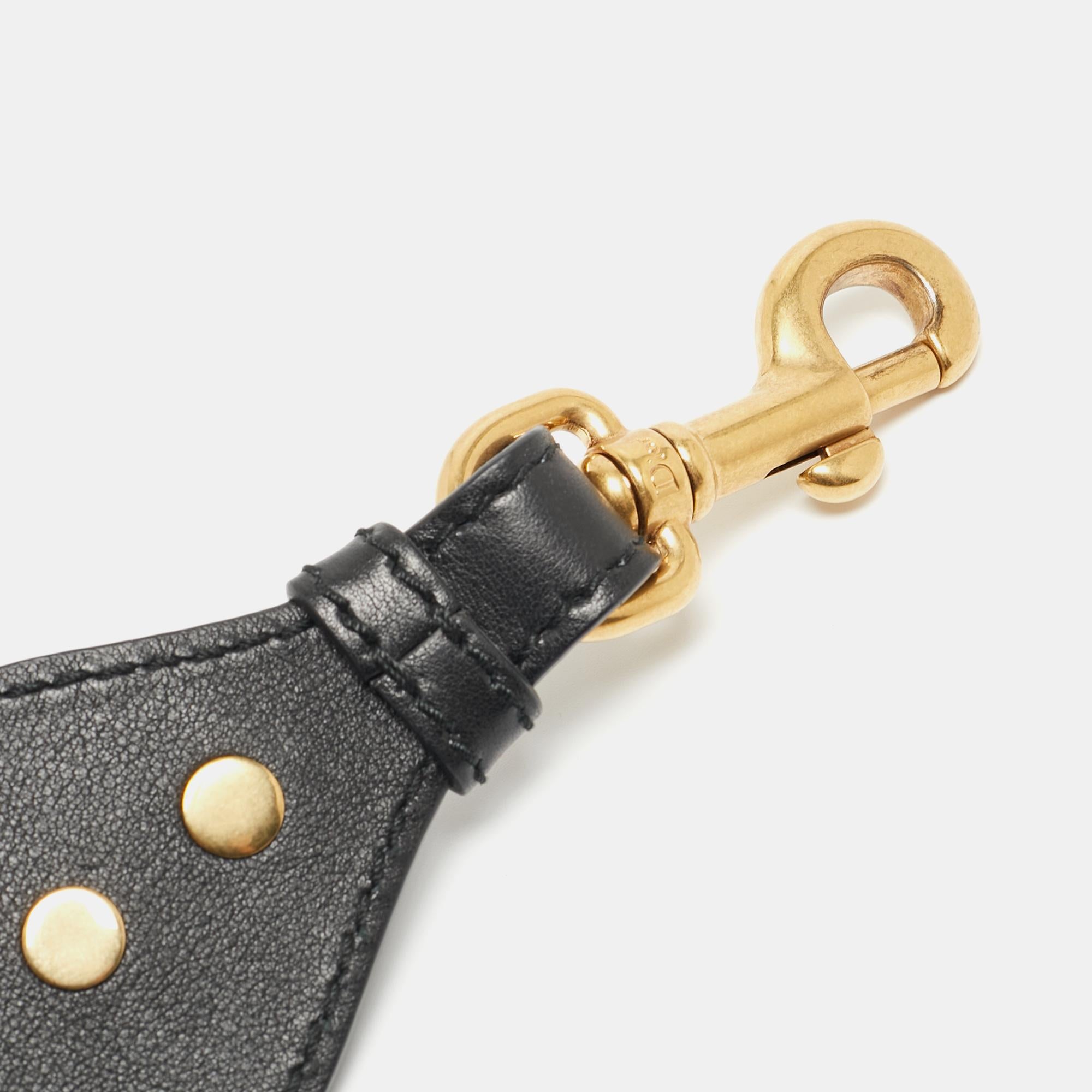 Dior Black/Beige Canvas and Leather Shoulder Bag Strap For Sale 1