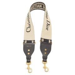 Dior Black/Beige Canvas and Leather Shoulder Bag Strap
