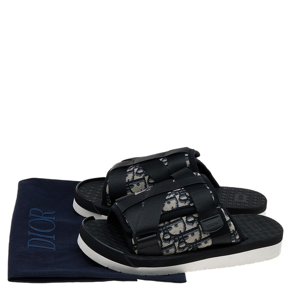 Dior Black/Beige Canvas Slide Sandals Size 40 2