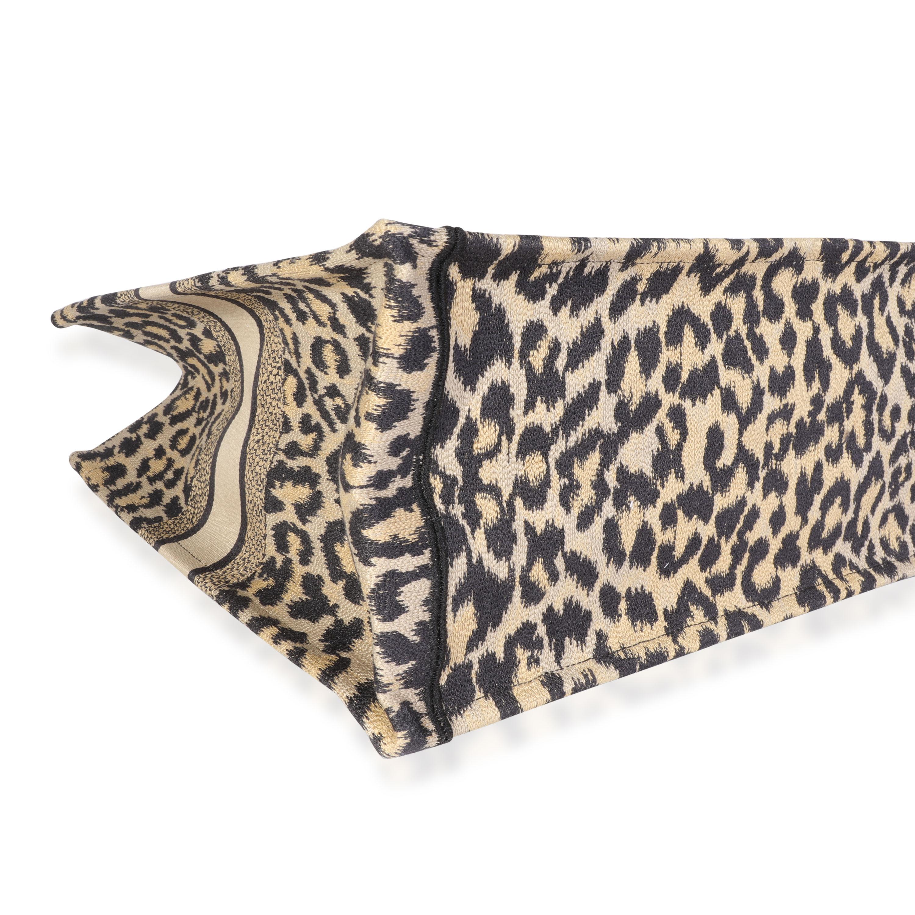 Dior Black & Beige Leopard Mizza Embroidery  Large Book Tote In Excellent Condition In New York, NY