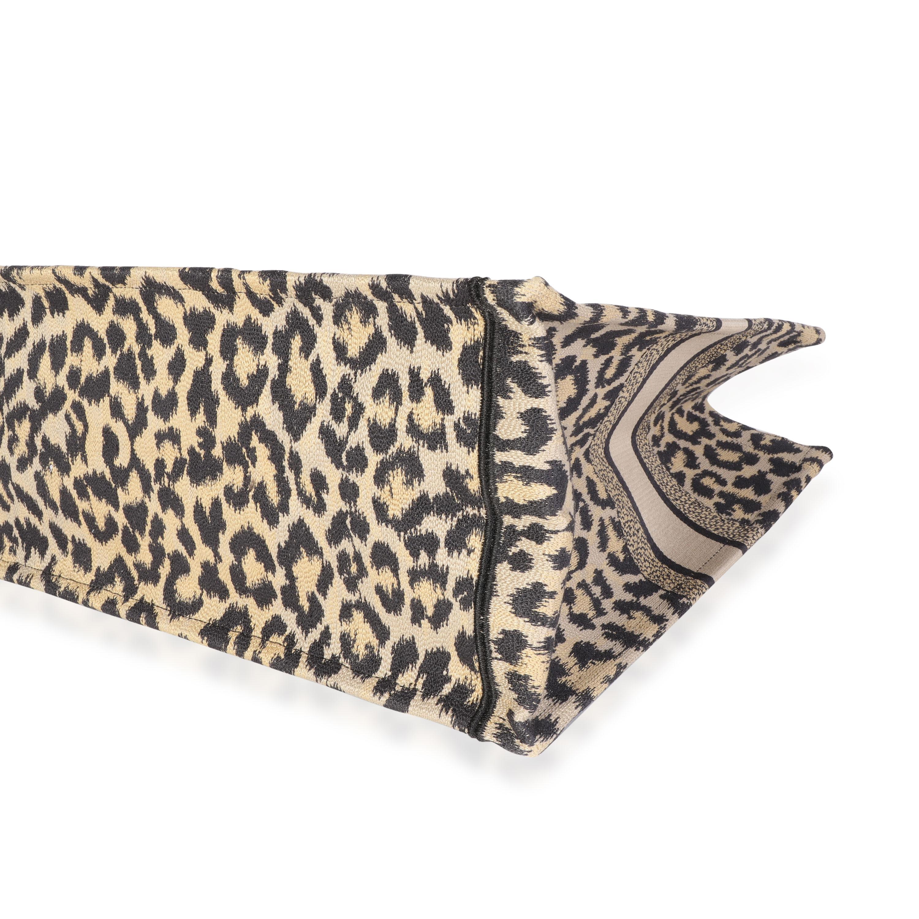 Dior Black & Beige Leopard Mizza Embroidery  Large Book Tote 1