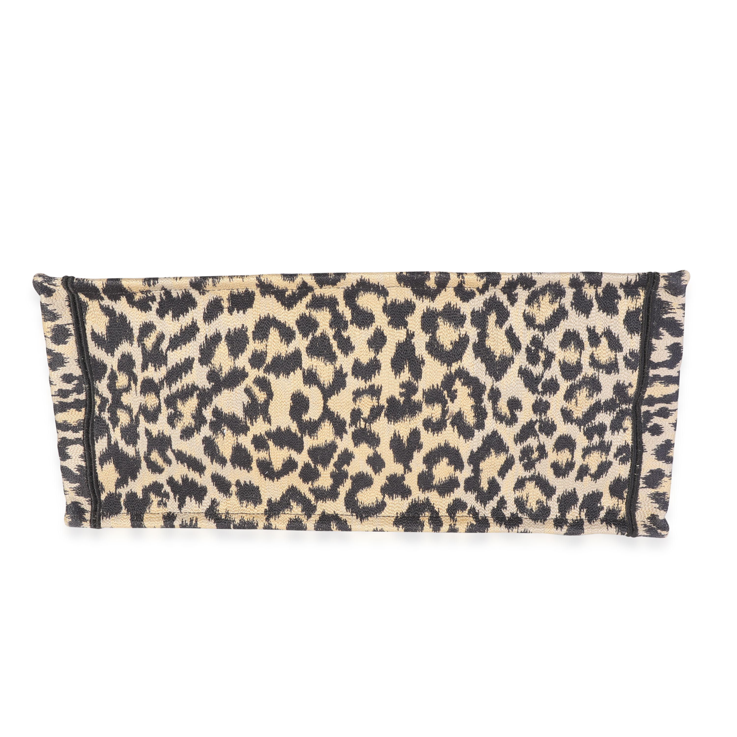 Dior Black & Beige Leopard Mizza Embroidery  Large Book Tote 2