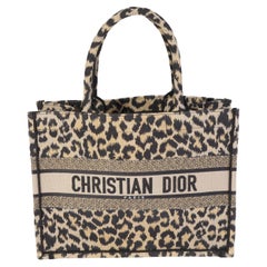 Dior Black & Beige Leopard Mizza Embroidery Medium Book Tote
