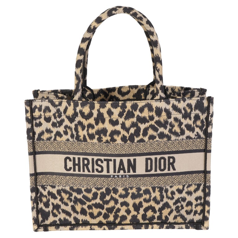 Dior Black and Beige Leopard Mizza Embroidery Medium Book Tote For Sale at  1stDibs