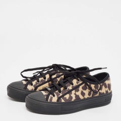 Dior Black/Beige Leopard Print Canvas Walk'n'Dior Sneakers Size 36