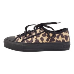 Dior Black/Beige Leopard Print Canvas Walk'n'Dior Sneakers Size 36