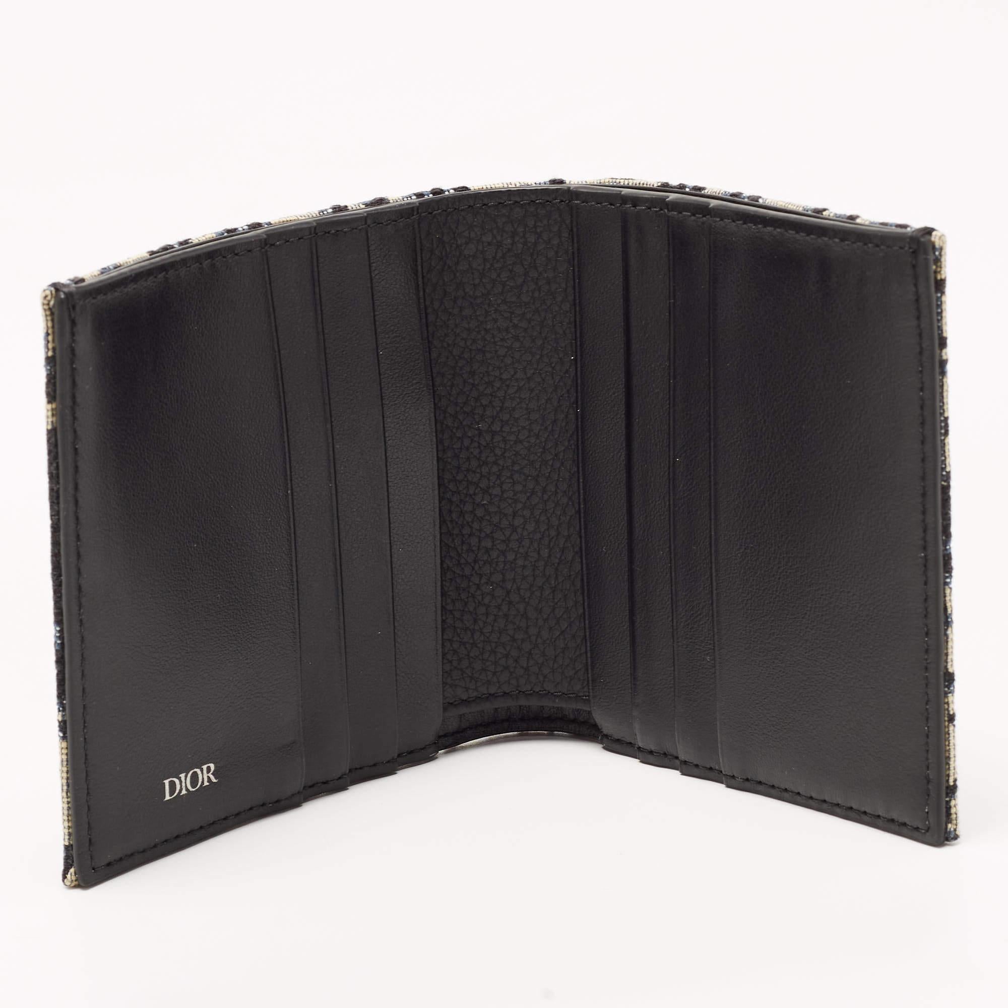 Dior Black/Beige Oblique Jacquard Bifold Wallet 6