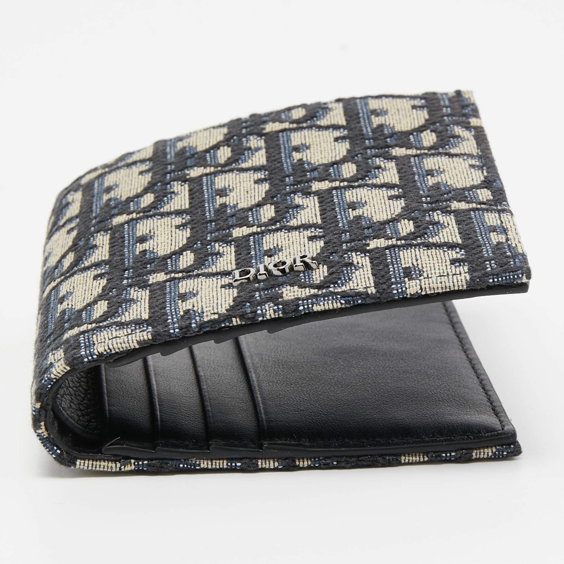 Men's Dior Black/Beige Oblique Jacquard Bifold Wallet