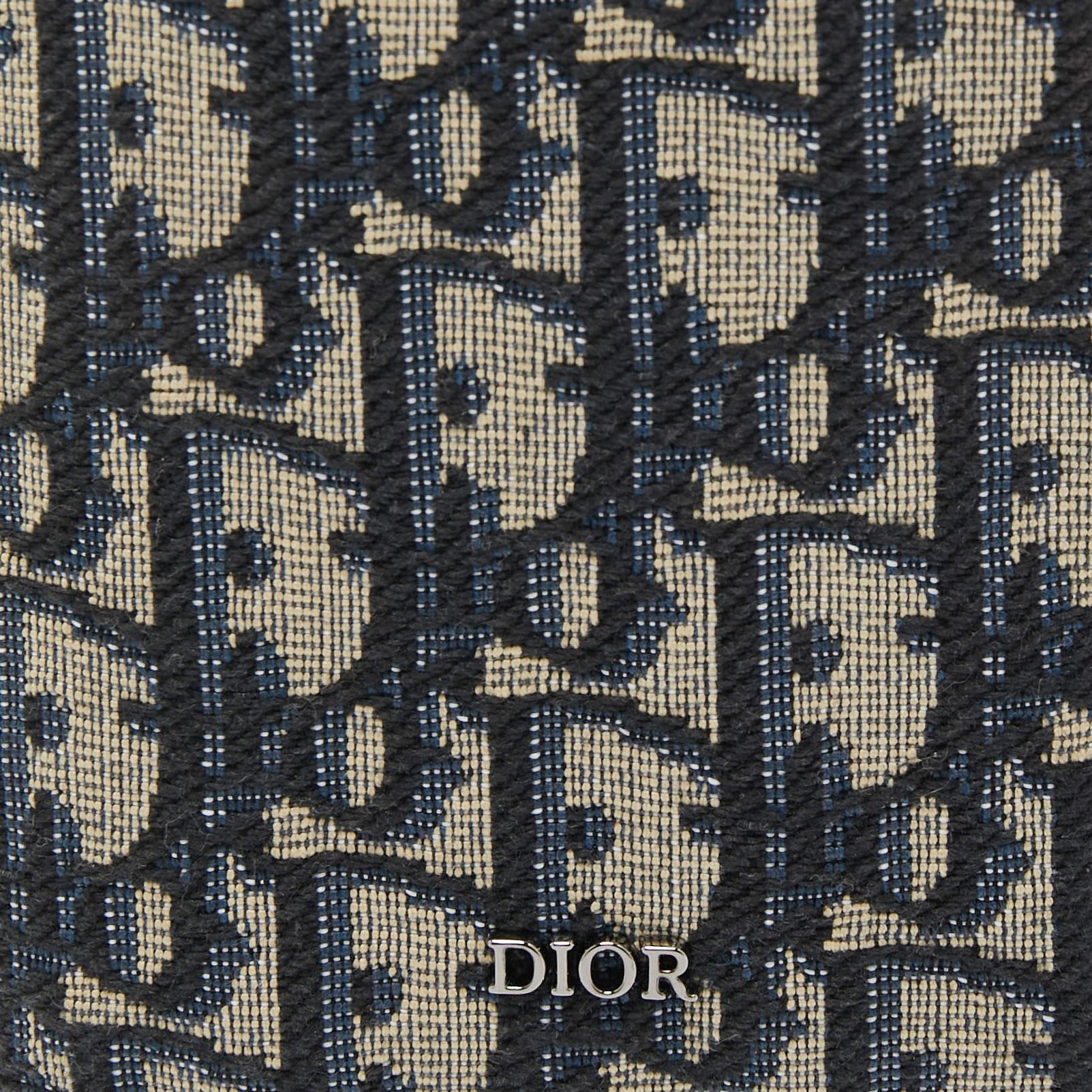 Dior Black/Beige Oblique Jacquard Bifold Wallet For Sale 1