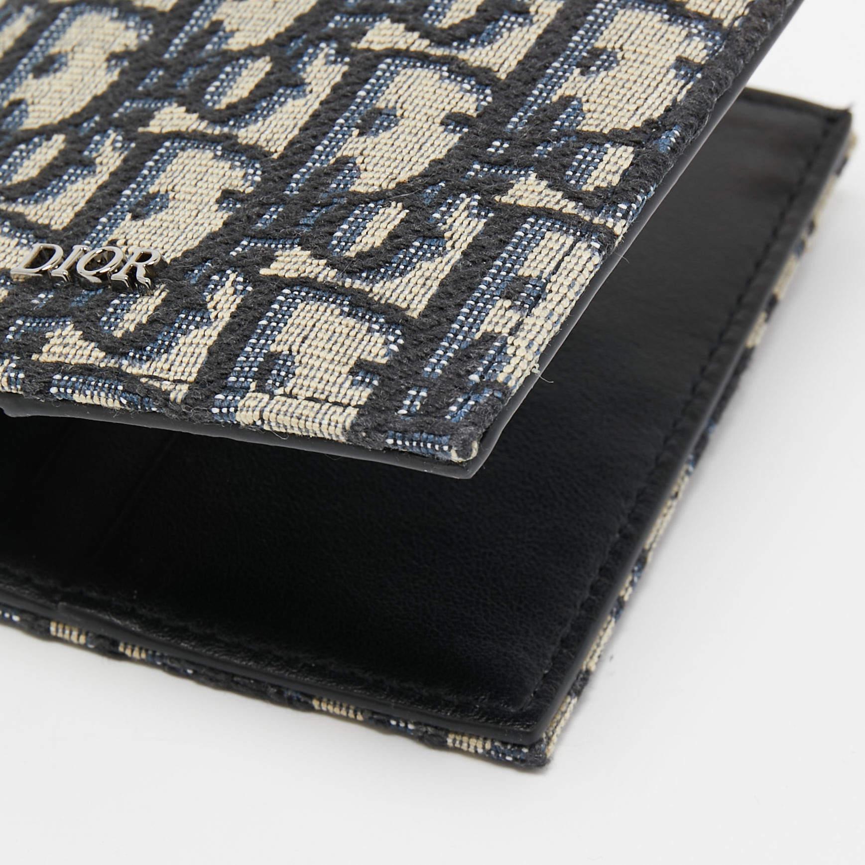 Dior Schwarz/Beige Oblique Jacquard Bifold Wallet im Angebot 2