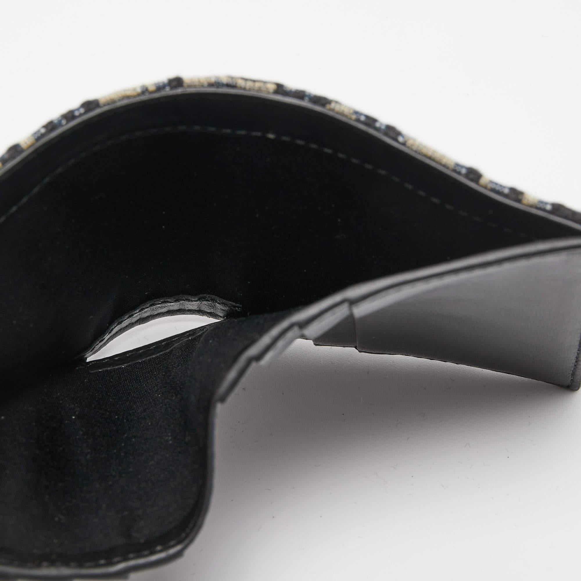 Dior Schwarz/Beige Oblique Jacquard Bifold Wallet im Angebot 4