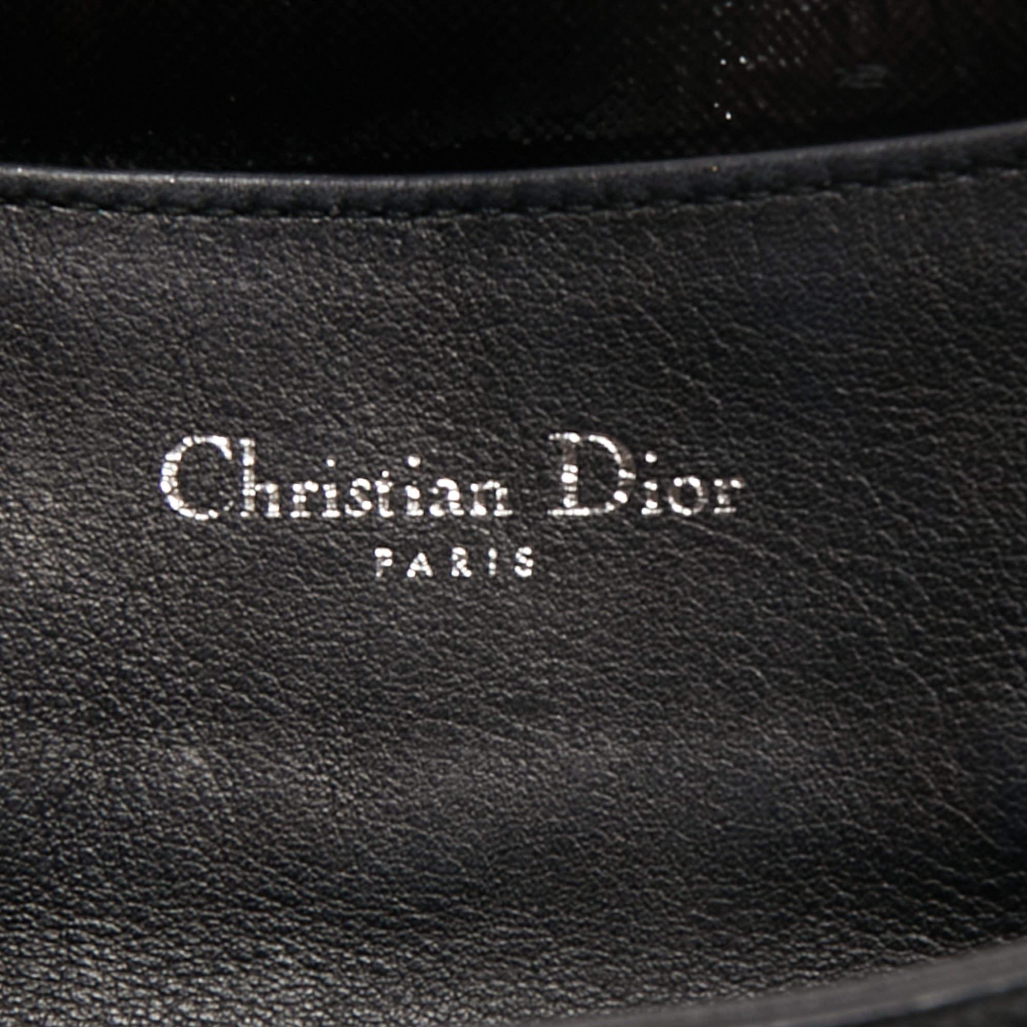 Dior Black/Blue Grained Leather Dune Top Handle Bag 9