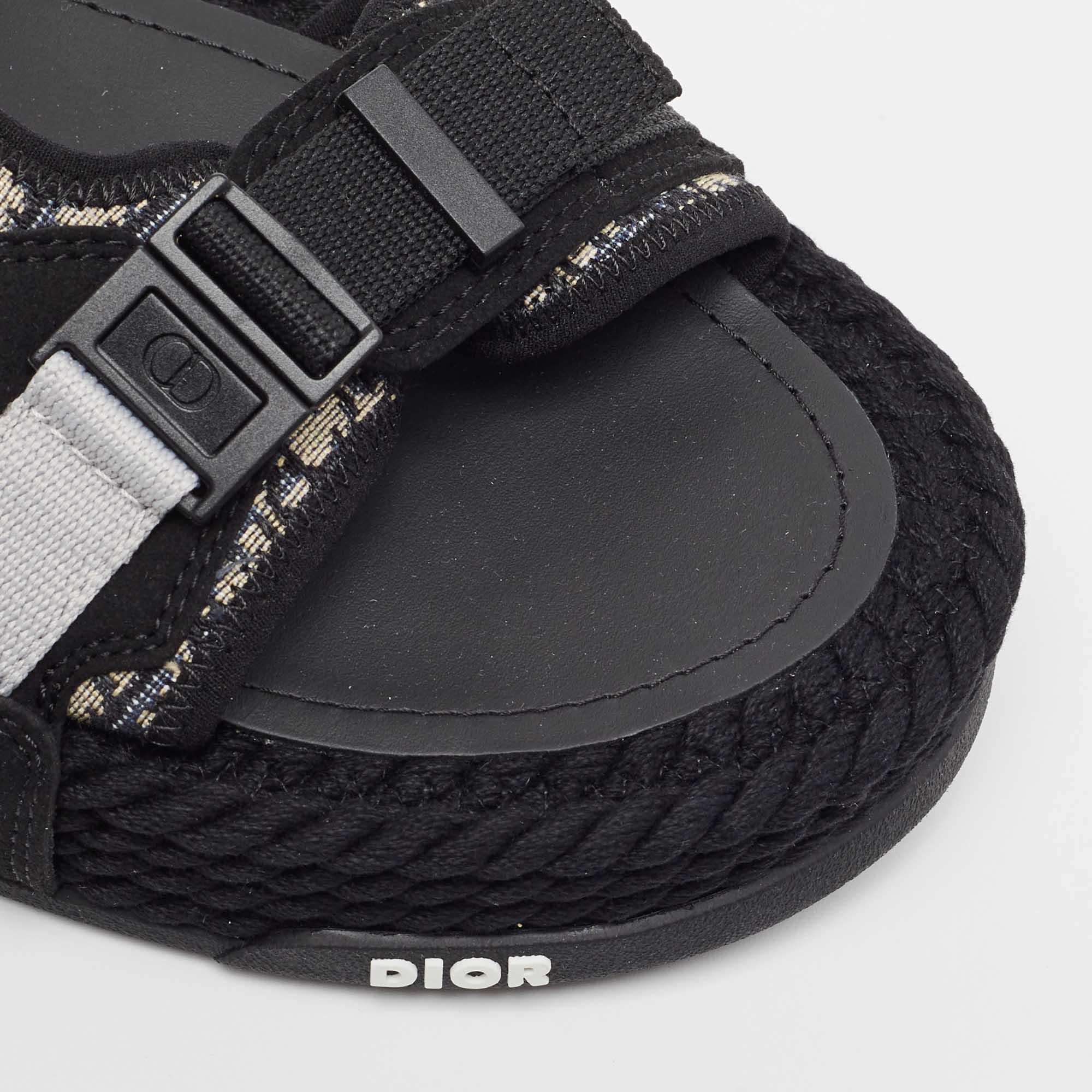 DIOR Black/Blue Jacquard Atlas Sandals Size 41 3