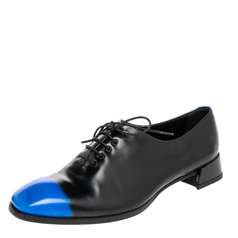 Dior Black/Blue Leather Laceup Oxford Size 37.5 at 1stDibs